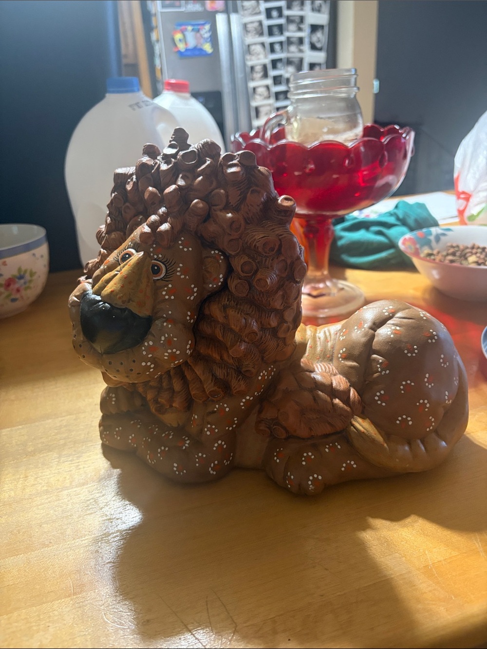 Handcrafted Brown Lion Figurine Decorative Accent